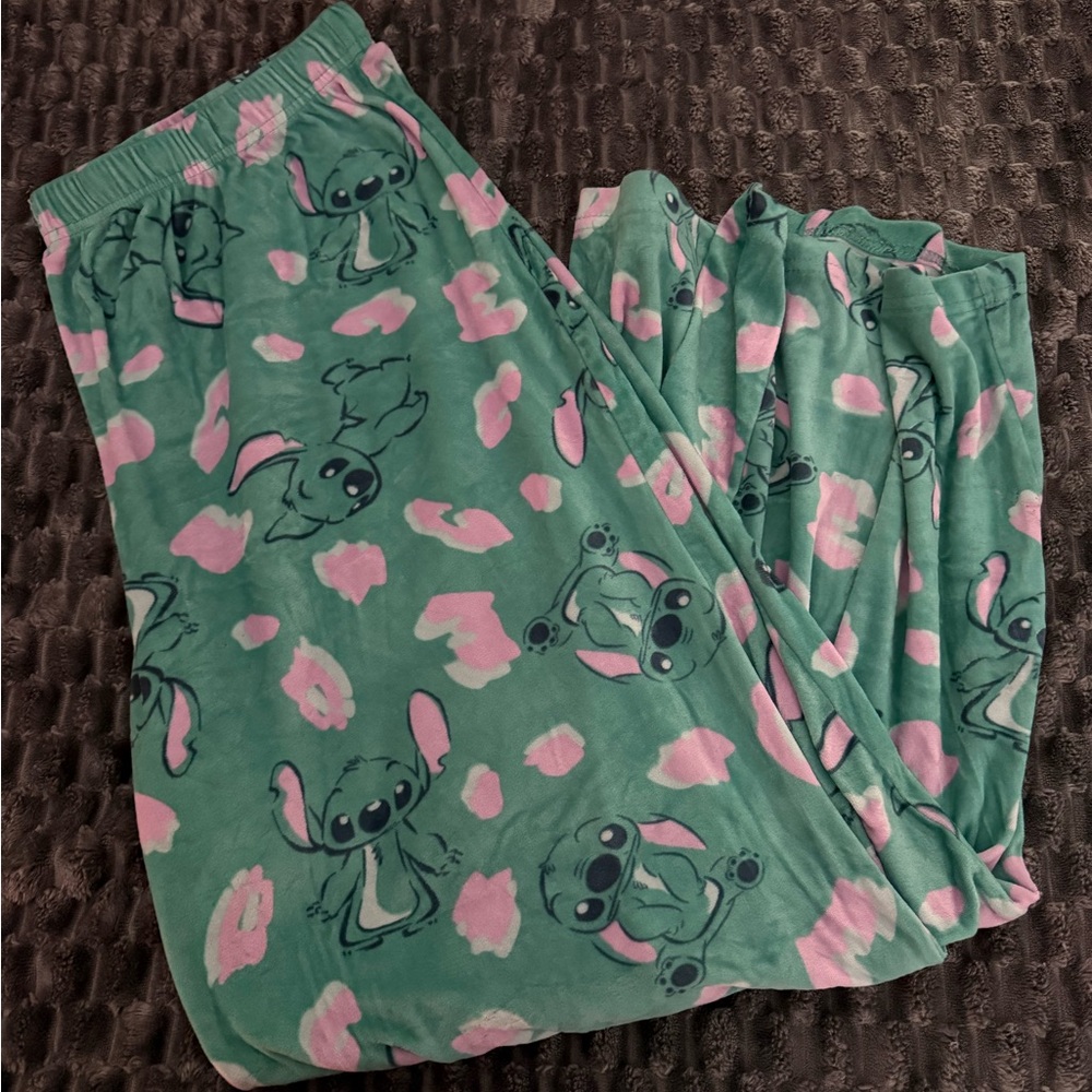 Disney Green and Pink Stitch Pajama Pants
